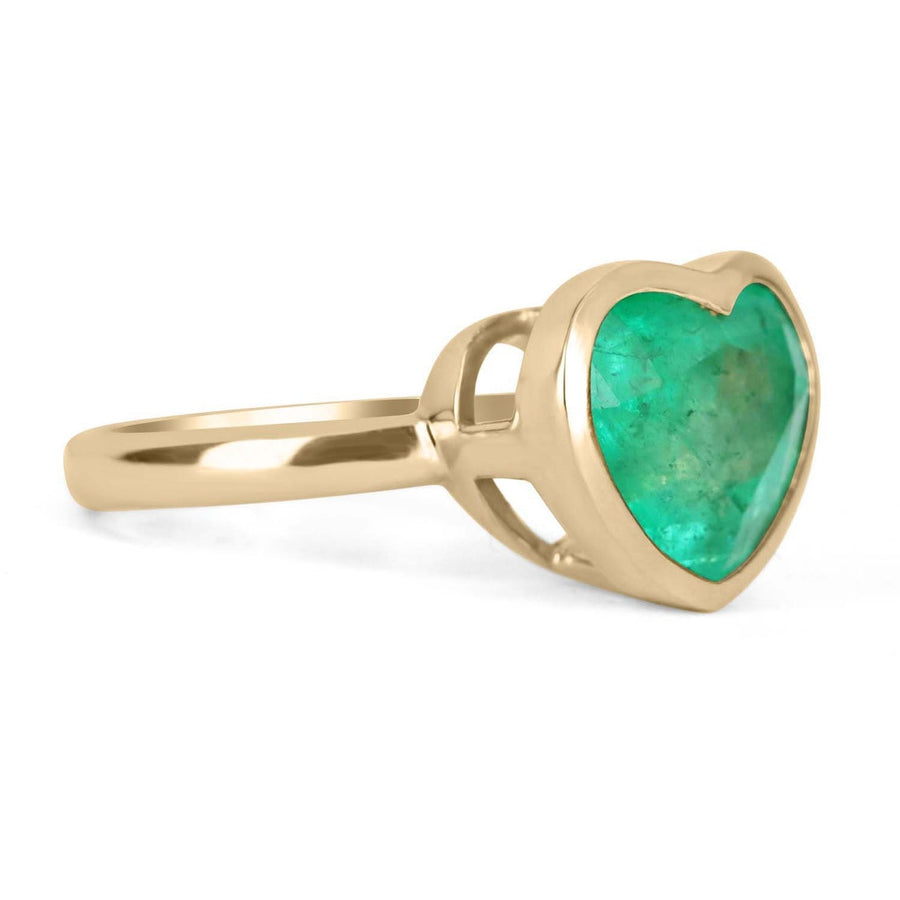 6.10 Carat 14K huge big Colombian Emerald Bezel Solitaire Ring