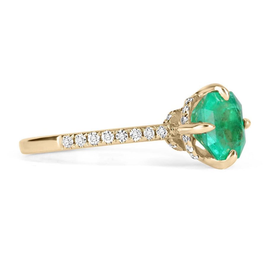 2.25tcw 14K Asscher Cut Emerald Solitaire & Diamond Accented Engagement Ring