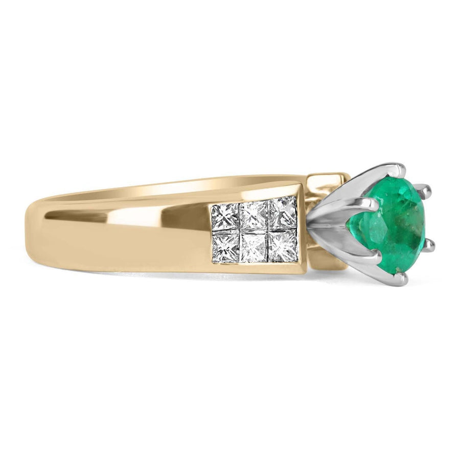 Emerald & Princess Cut Diamond 1.50tcw Channel Set Ring 18K/PLAT