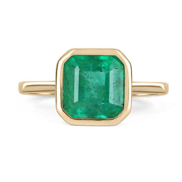 3.18cts arat Emerald Cut Emerald 14k Yellow & White Gold Ring