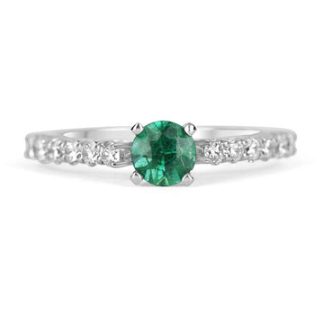 1.15tcw Emerald & Diamond Accent Engagement Ring 14K