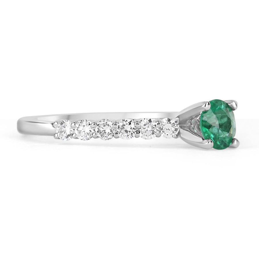 Dazzling Brilliance: 1.15tcw Emerald & Diamond Accent Engagement Ring - 14K Gold Beauty