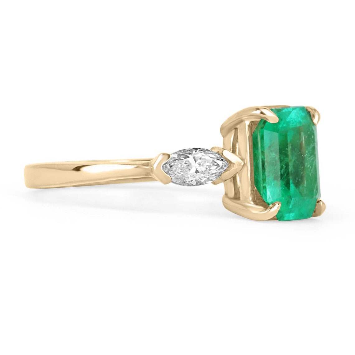 Carat Natural Emerald 18k Yellow Gold Diamond Ring