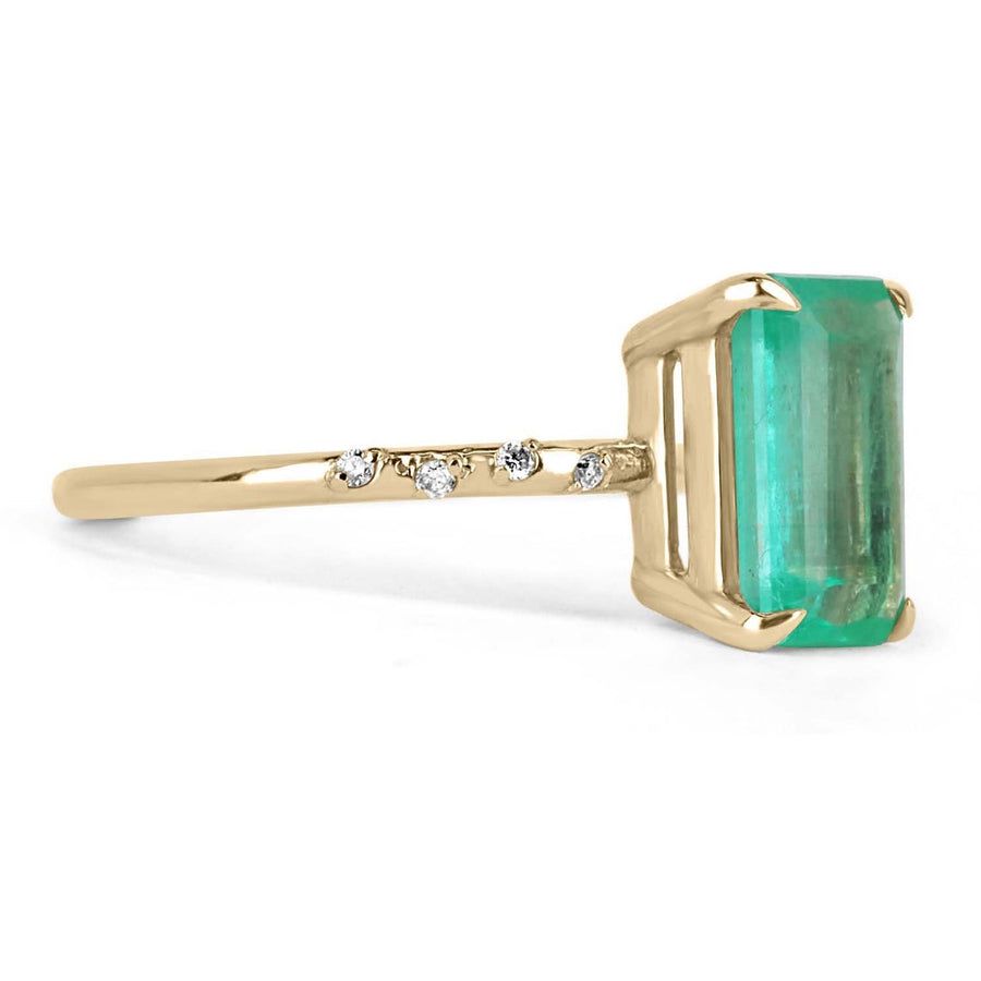 Green Tourmaline and Diamond Baguette 18ct Yellow Gold Ring