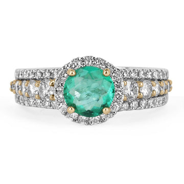 3.05tcw Carat Emerald and Diamond Cocktail Ring 14K