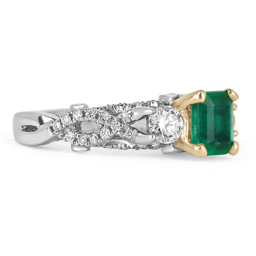 Gold Cushion Emerald Double Diamond Halo Ring
