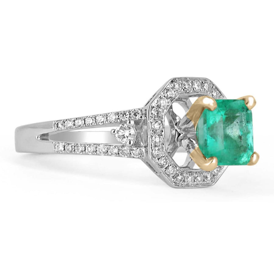 2.17tcw Emerald & Diamond Halo Engagement Ring 14k White Gold gift