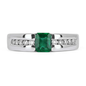 0.90tcw Men's Emerald Cut & Diamond Channel Set Ring