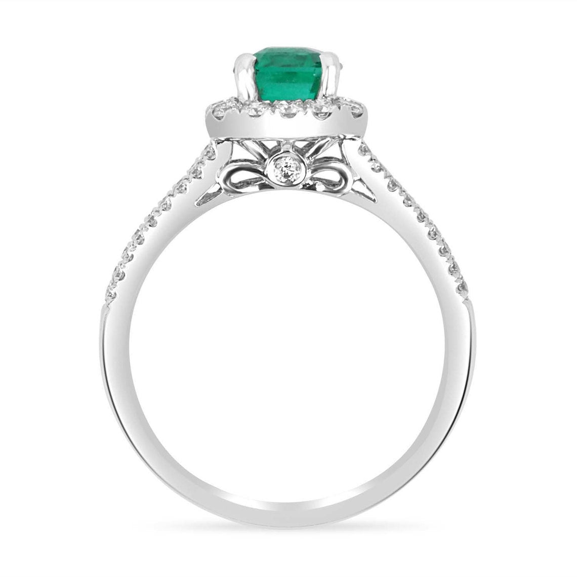 2.0tcw Emerald Cut Emerald Diamond Halo White Gold Ring 14K – JR ...