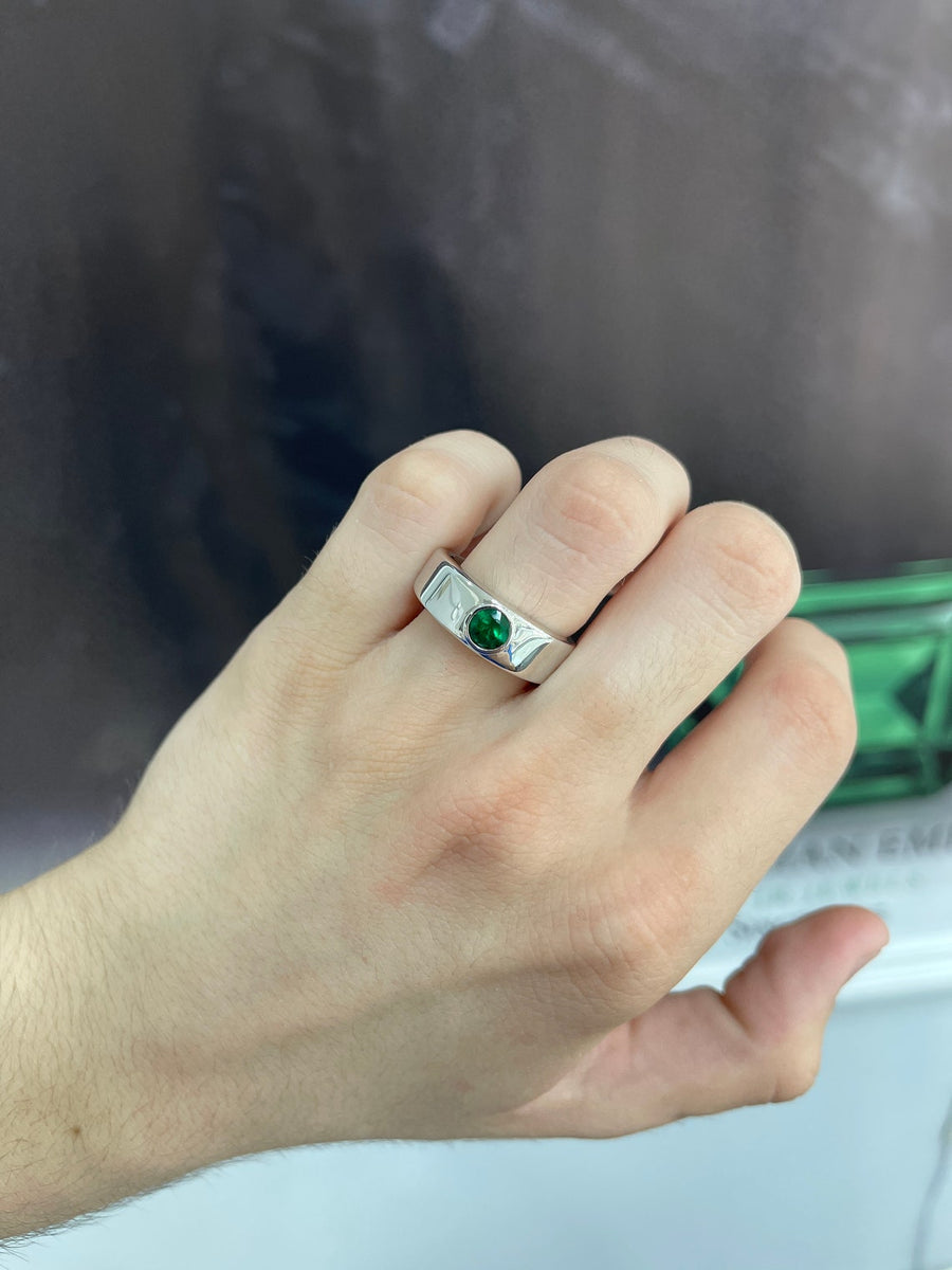 Emerald Bezel Men's Ring