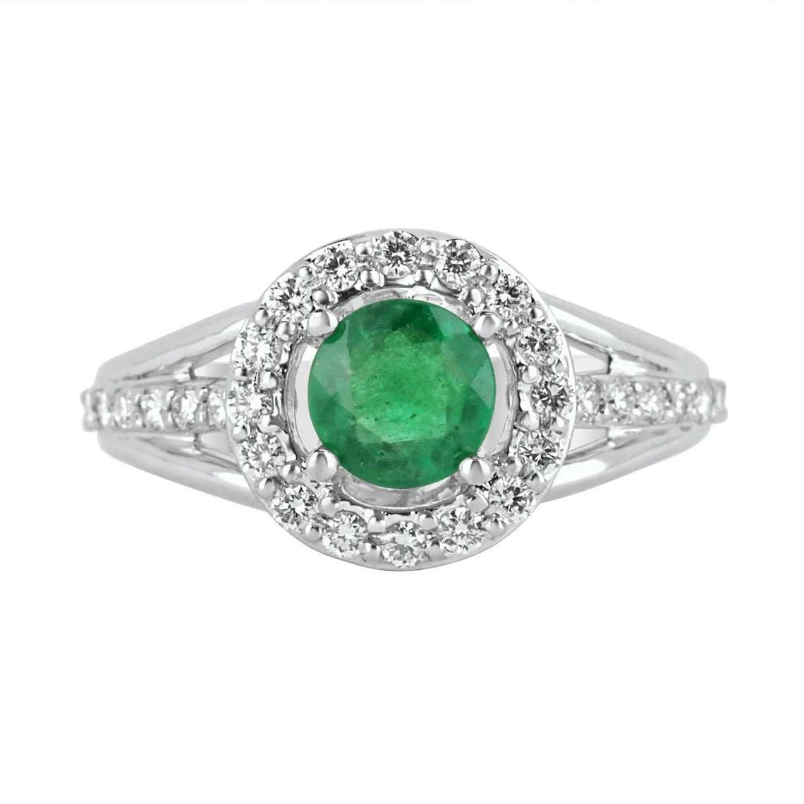 1.59tcw Split Shank Emerald & Diamond Ring 14K