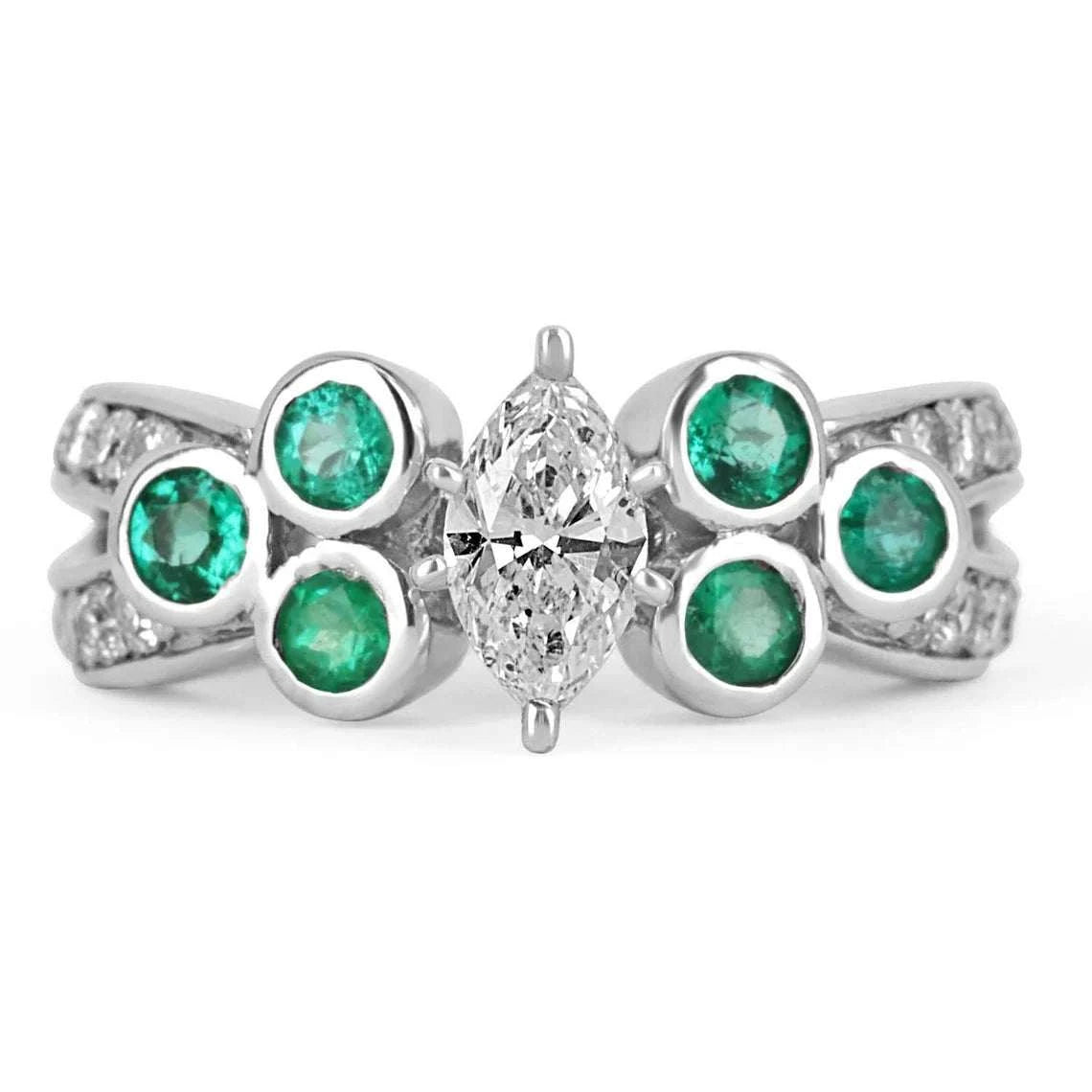 2.02tcw Marquise Diamond & Emerald Accents 14K White Gold