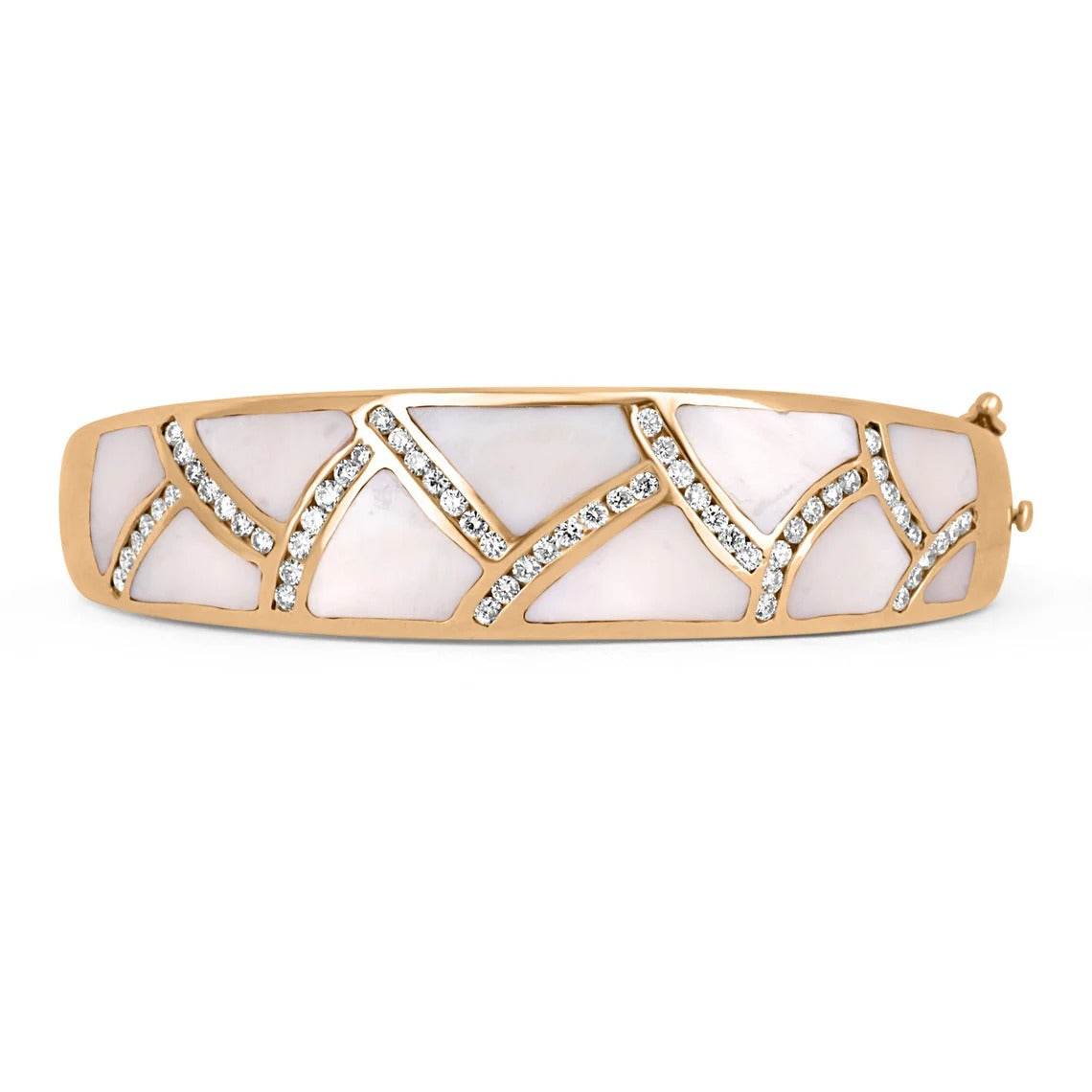 Mother of Pearl & Diamond Rose Gold Bangle 14K - JR Colombian Emeralds