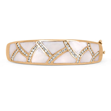 Mother of Pearl & Diamond Rose Gold Bangle 14K