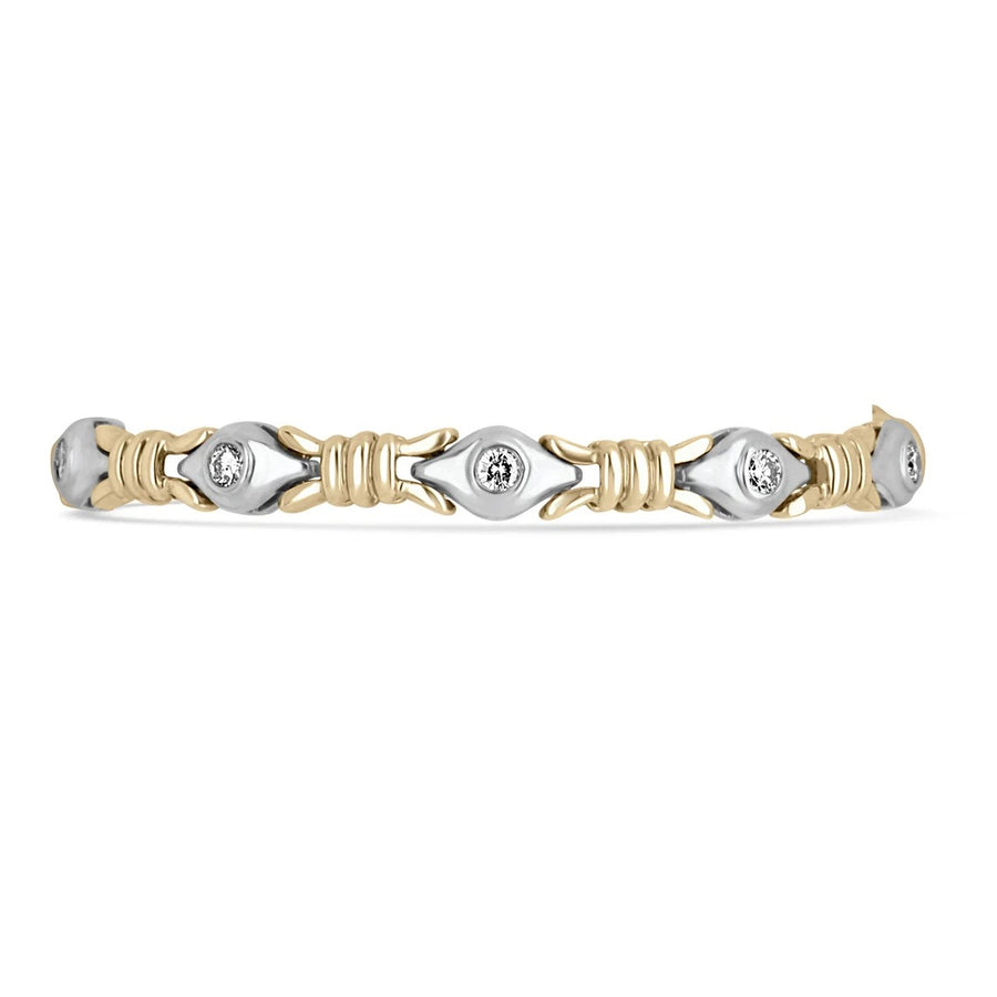 1.40tcw Diamond Two Toned Link Tennis Bracelet 14K