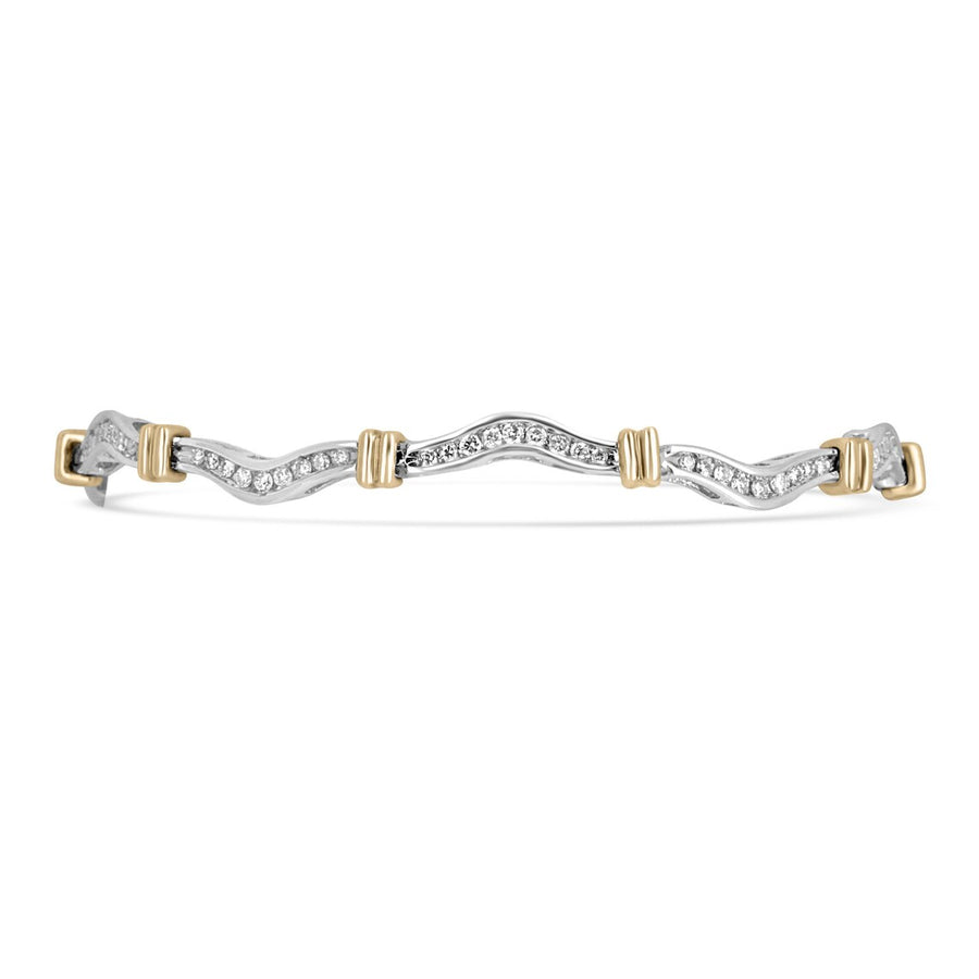 Emerald 0.85tcw Two Toned Diamond Zig Zag Styled Woman's 10K Gold Bracelet