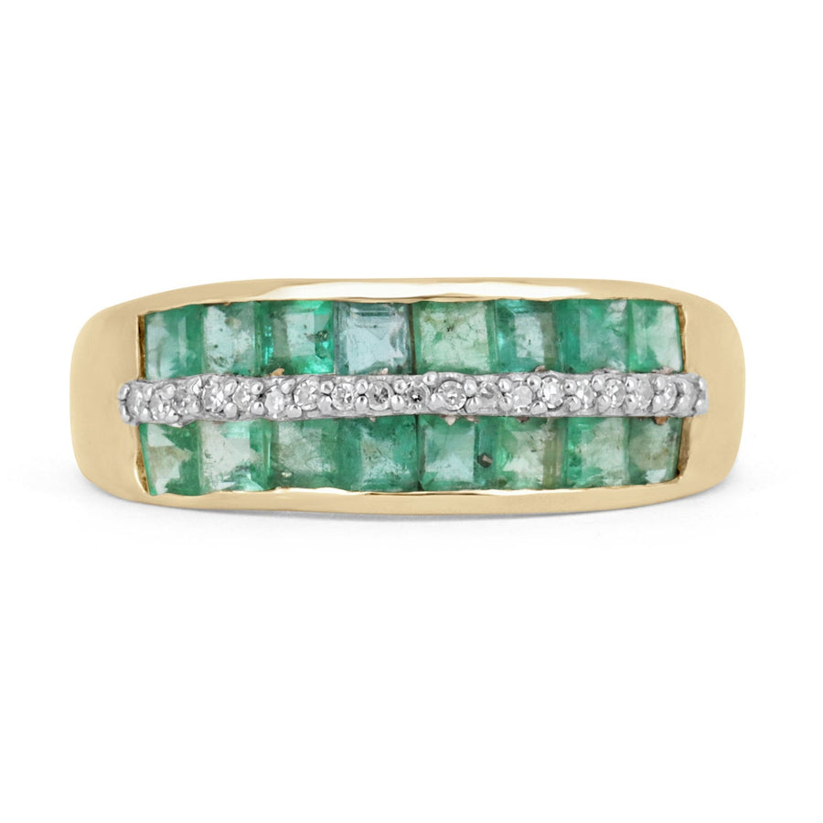 1.32tcw Natural Unisex Emerald 14K Yellow Gold Ring
