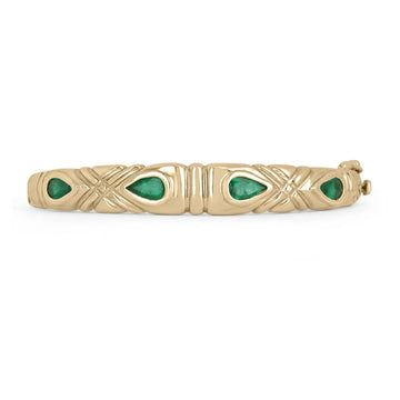 2.0cts 14K Colombian Emerald-Pear Cut Bangle Bracelet