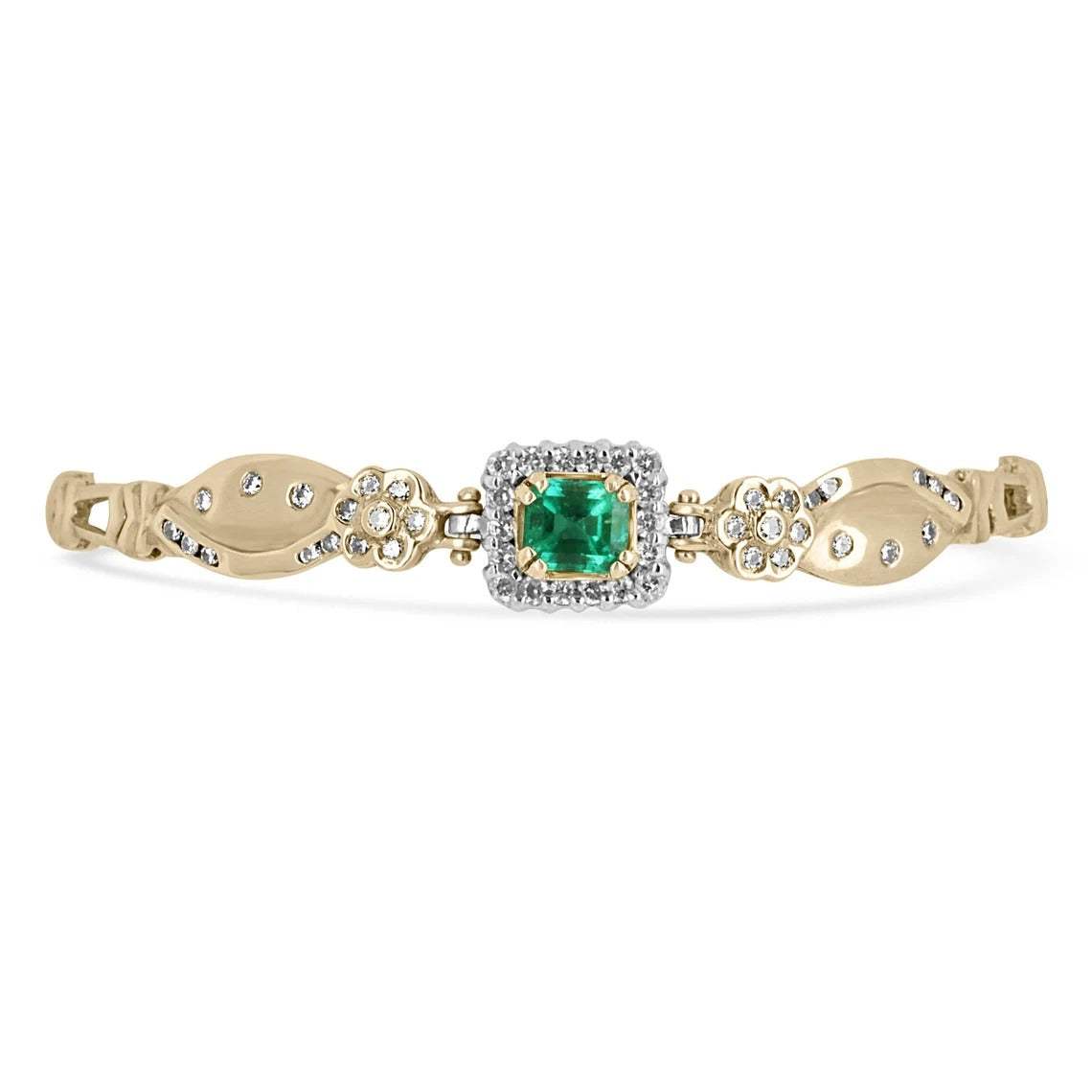 1.70tcw Emerald & Diamond Anniversary Bracelet Gold 18K - JR Colombian Emeralds