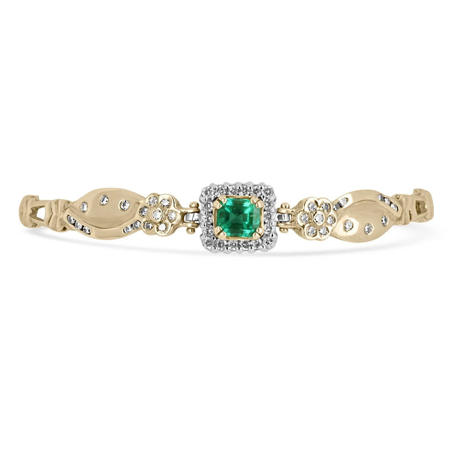 1.70tcw Emerald & Diamond Anniversary Bracelet Gold 18K