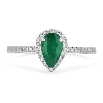 Pear Perfection: 1.10tcw Pear Emerald & Diamond Engagement Ring in 14K Gold