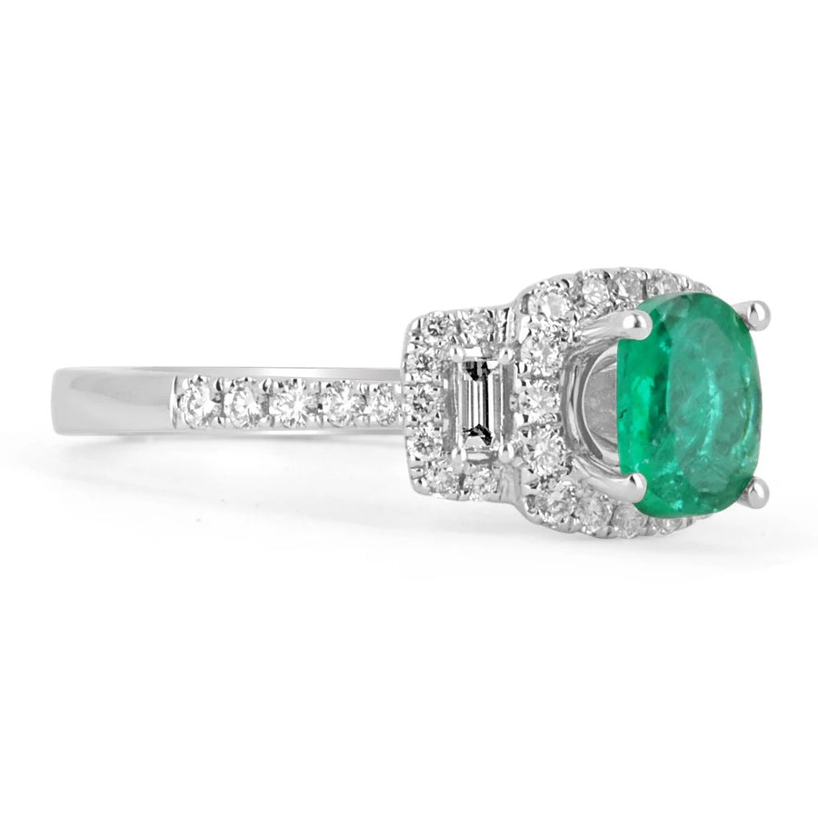  Oval Colombian Emerald Engagement Ring 14K
