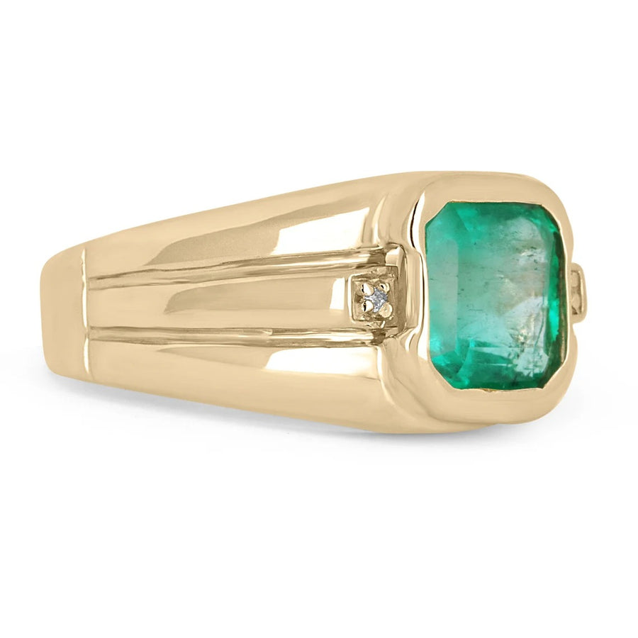Emerald & Diamond Accent Ring Yellow Gold 14K
