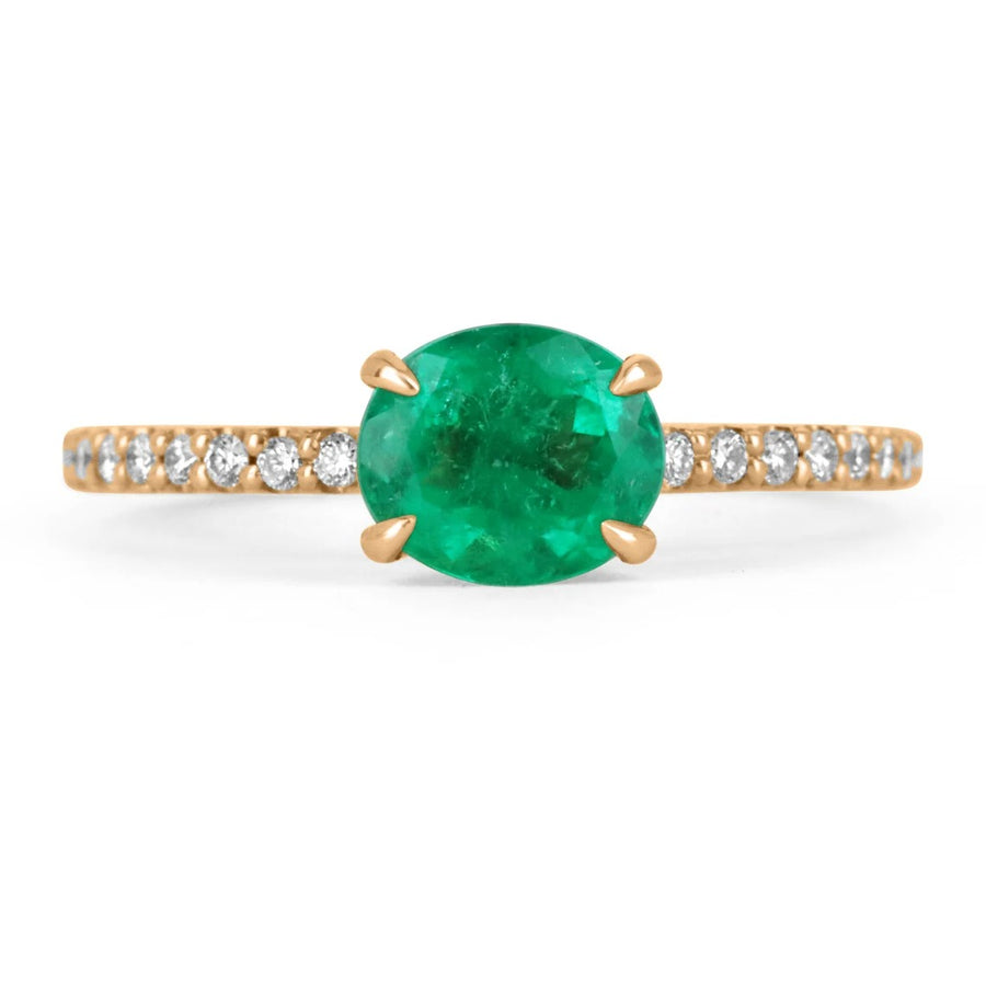 1.50tcw Vibrant Green Colombian Emerald & Diamond Engagement Earrings 14K