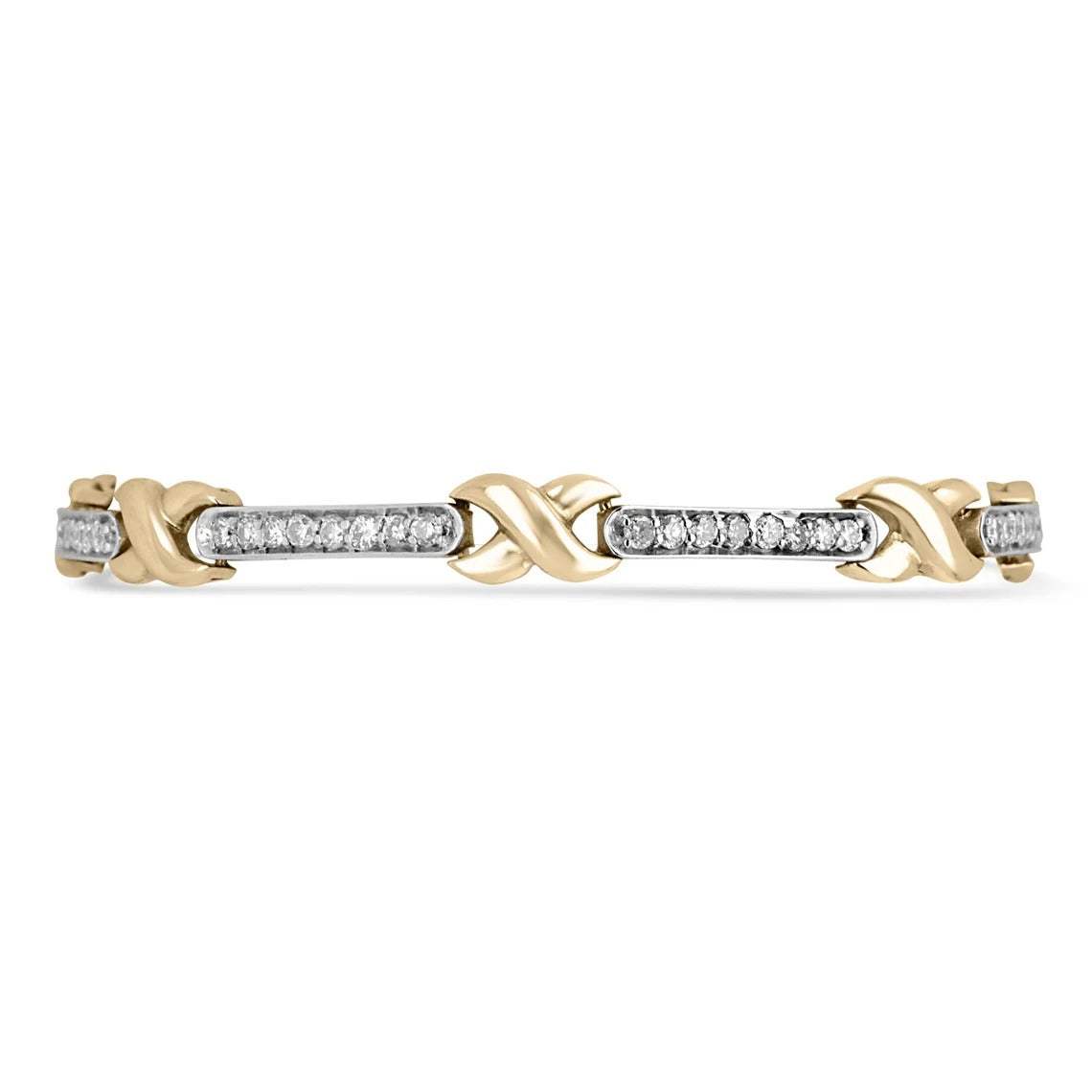 1.90tcw X Diamond Tennis Bracelet 14K Yellow Gold - JR Colombian Emeralds