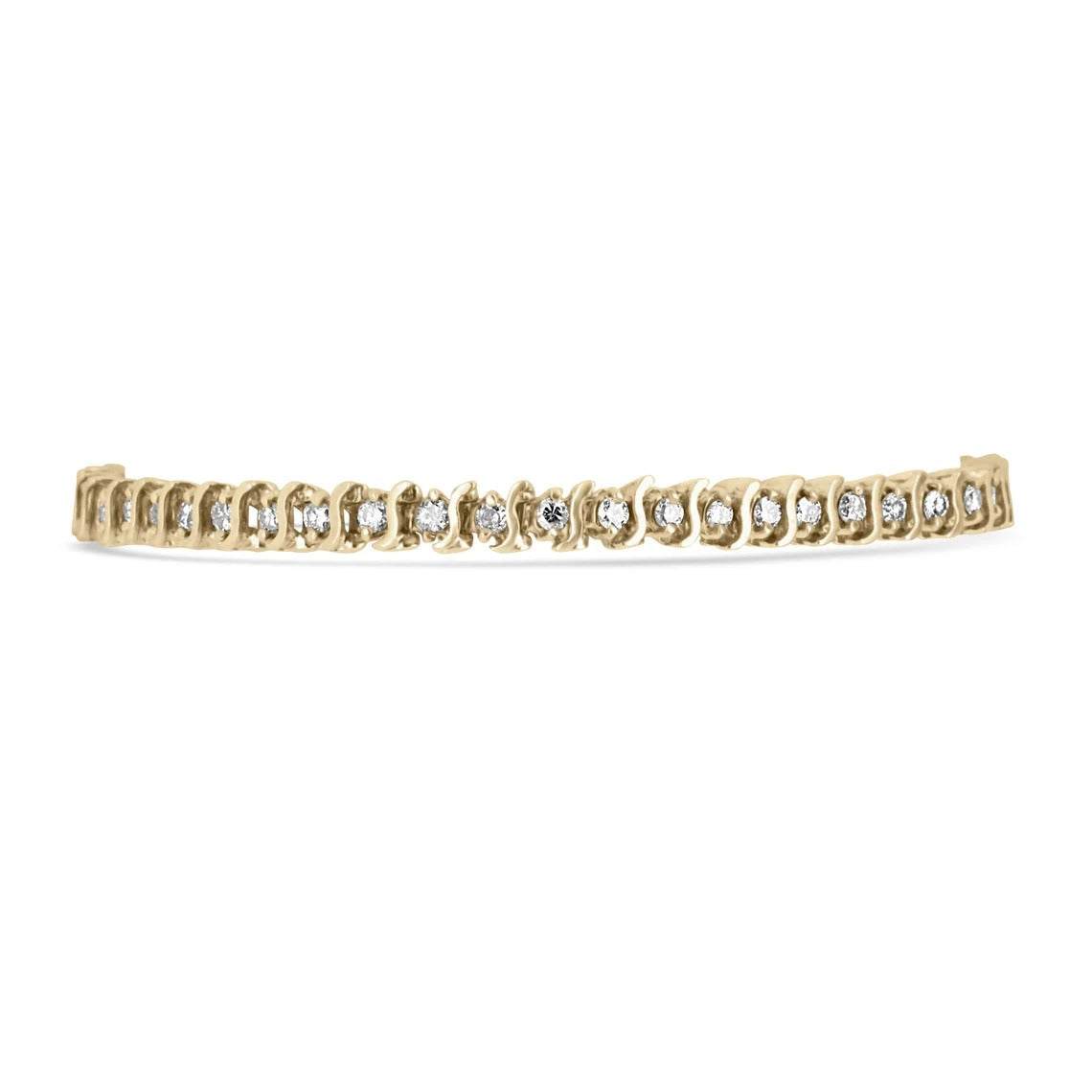 2.66cts Yellow Gold Diamond S Tennis Bracelet 14K - JR Colombian Emeralds