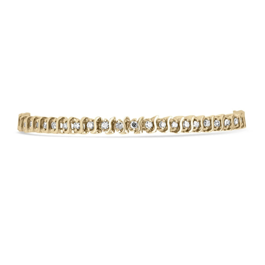 14K Yellow Gold Finish 2.0 CTW Diamond S-Link Tennis Bracelet 7-8 Inches -  Jawa Jewelers