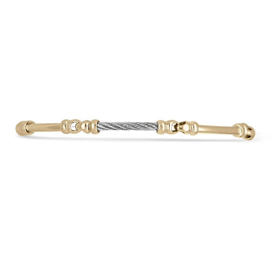 Emerald Two-Tone Triple Bar Womans 18K Gold Bracelet