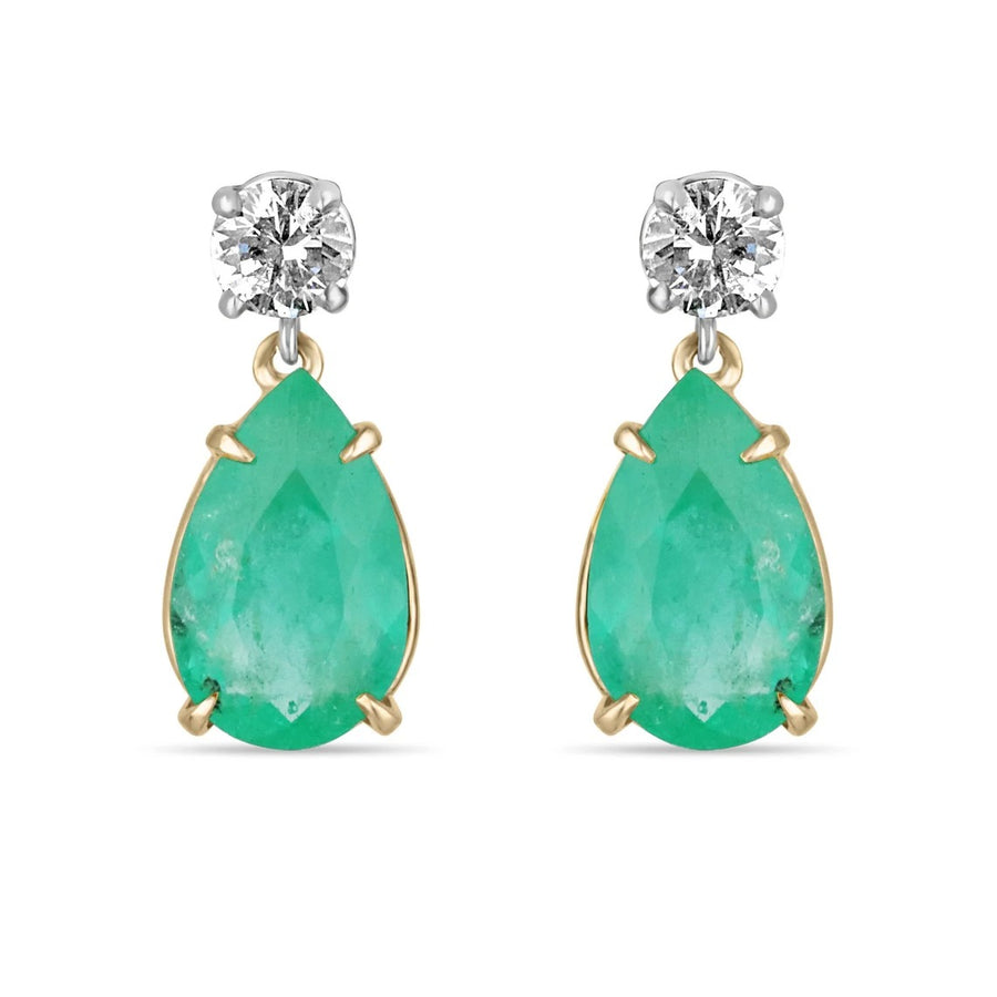 Trilogy Pear Shape Emerald Earrings