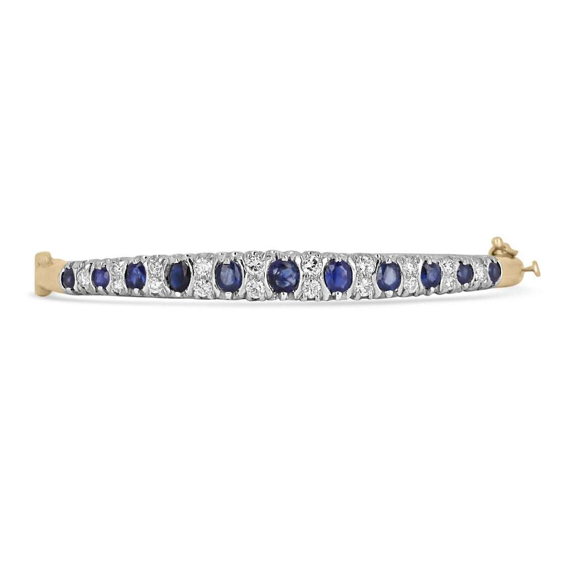 4.55tcw Sapphire & Diamond Bangle Bracelet 14K - JR Colombian Emeralds