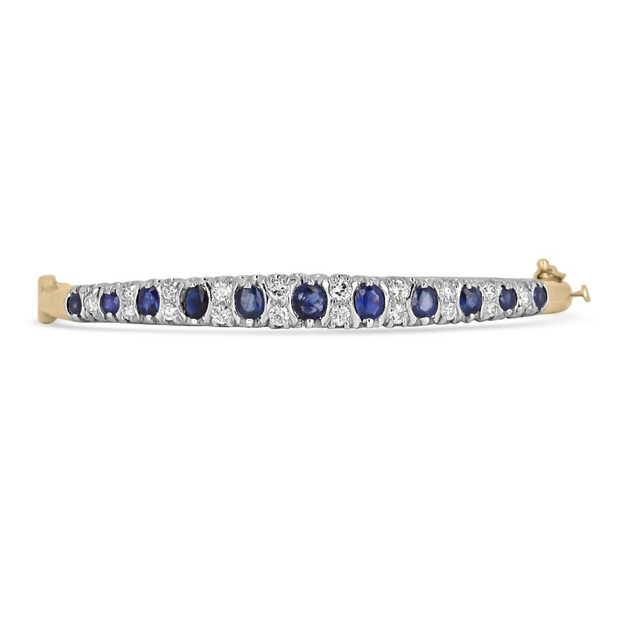 4.55tcw Sapphire & Diamond Bangle Bracelet 14K