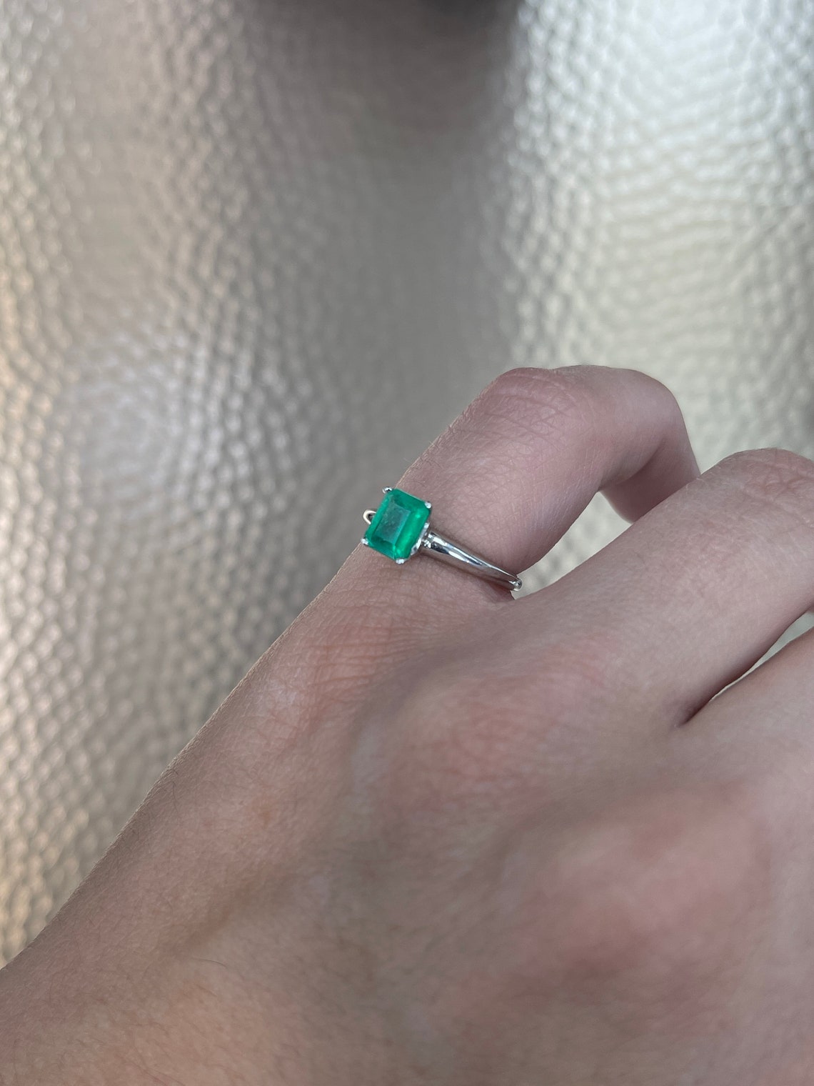 1.09 Carat Colombian Emerald-Emerald Cut Solitaire Engagement Ring 14K - JR Colombian Emeralds