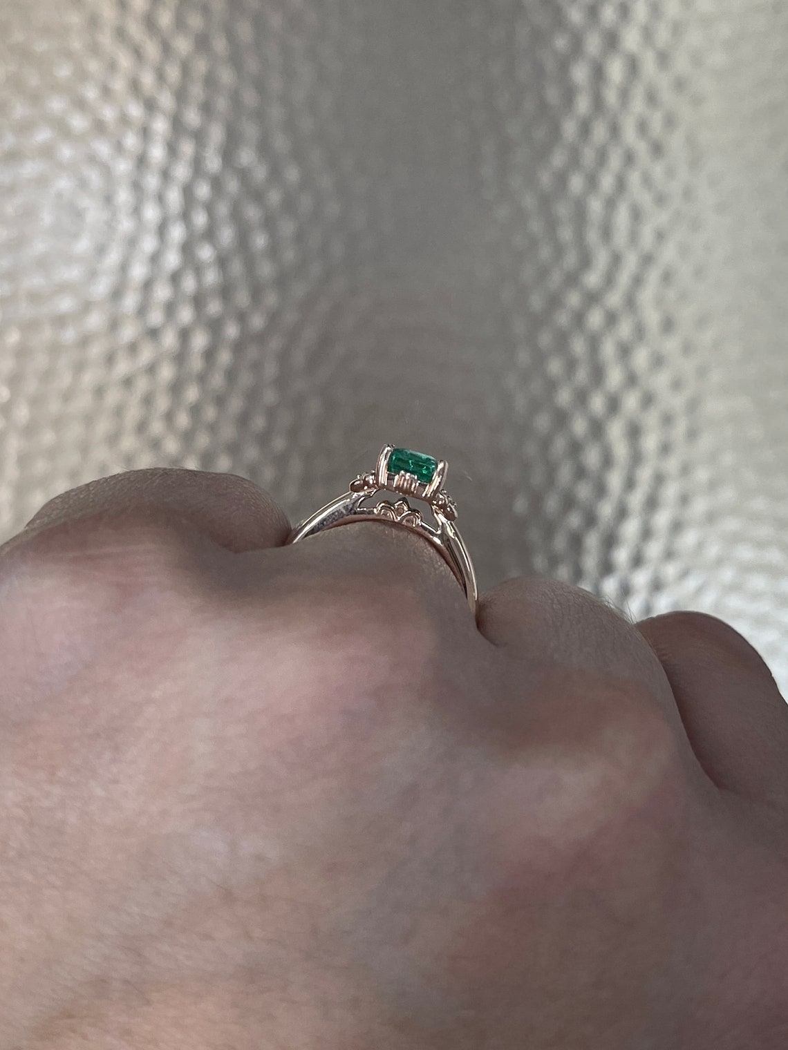 Eternal Radiance: 14K Rose Gold Ring with 1.79tcw Natural Emerald Cut & Diamond Accents - A Timeless Beauty