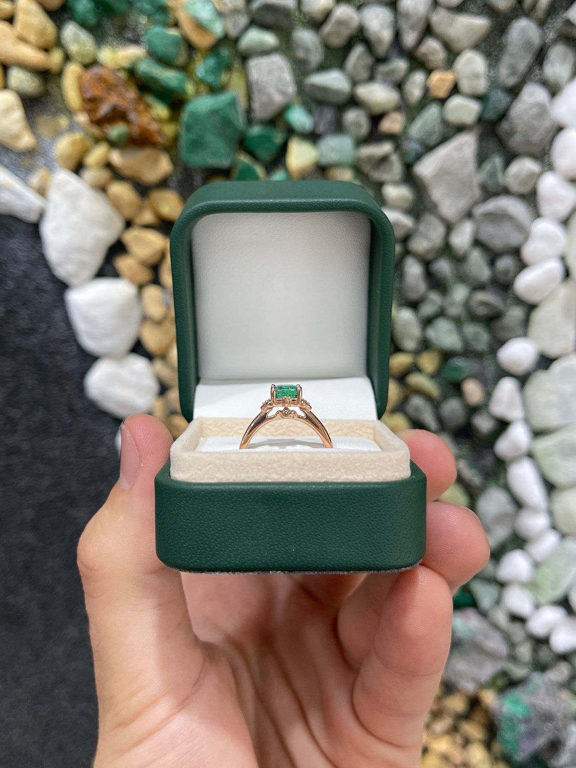 Celebrate Brilliance: 14K Rose Gold Ring Featuring 1.79tcw Natural Emerald Cut & Diamond Accents