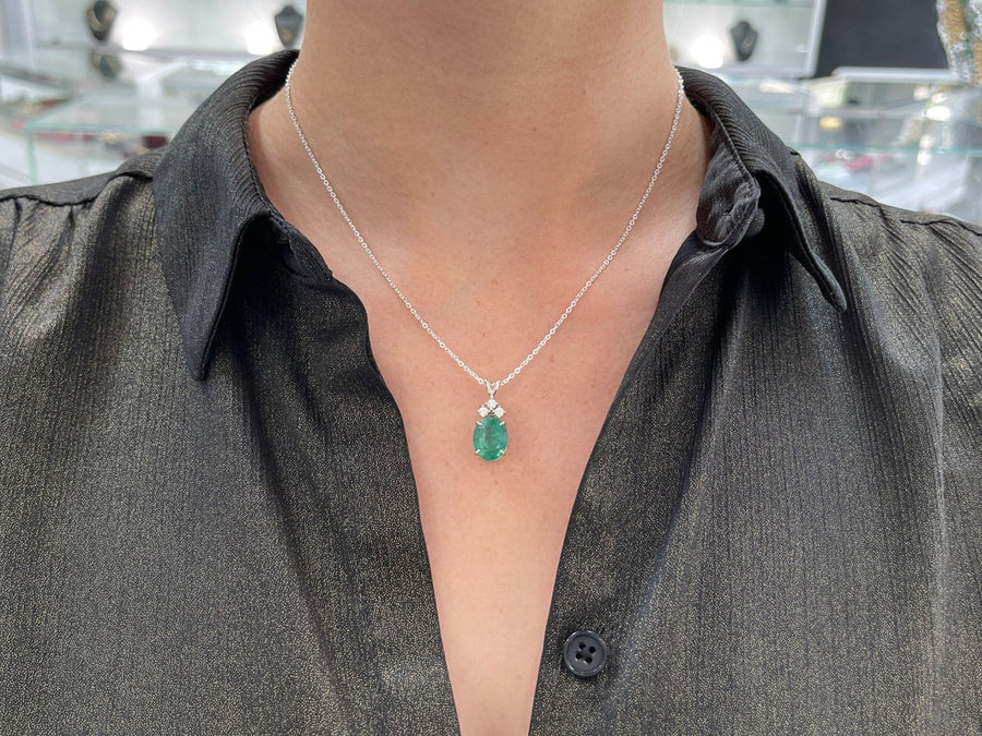 5.24tcw Emerald Oval Solitaire Pendant on Neck 14K Gold Necklace