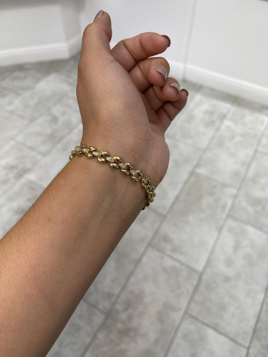 0.69tcw Natural Diamond Pave Set Woman's 14K Gold Bracelet