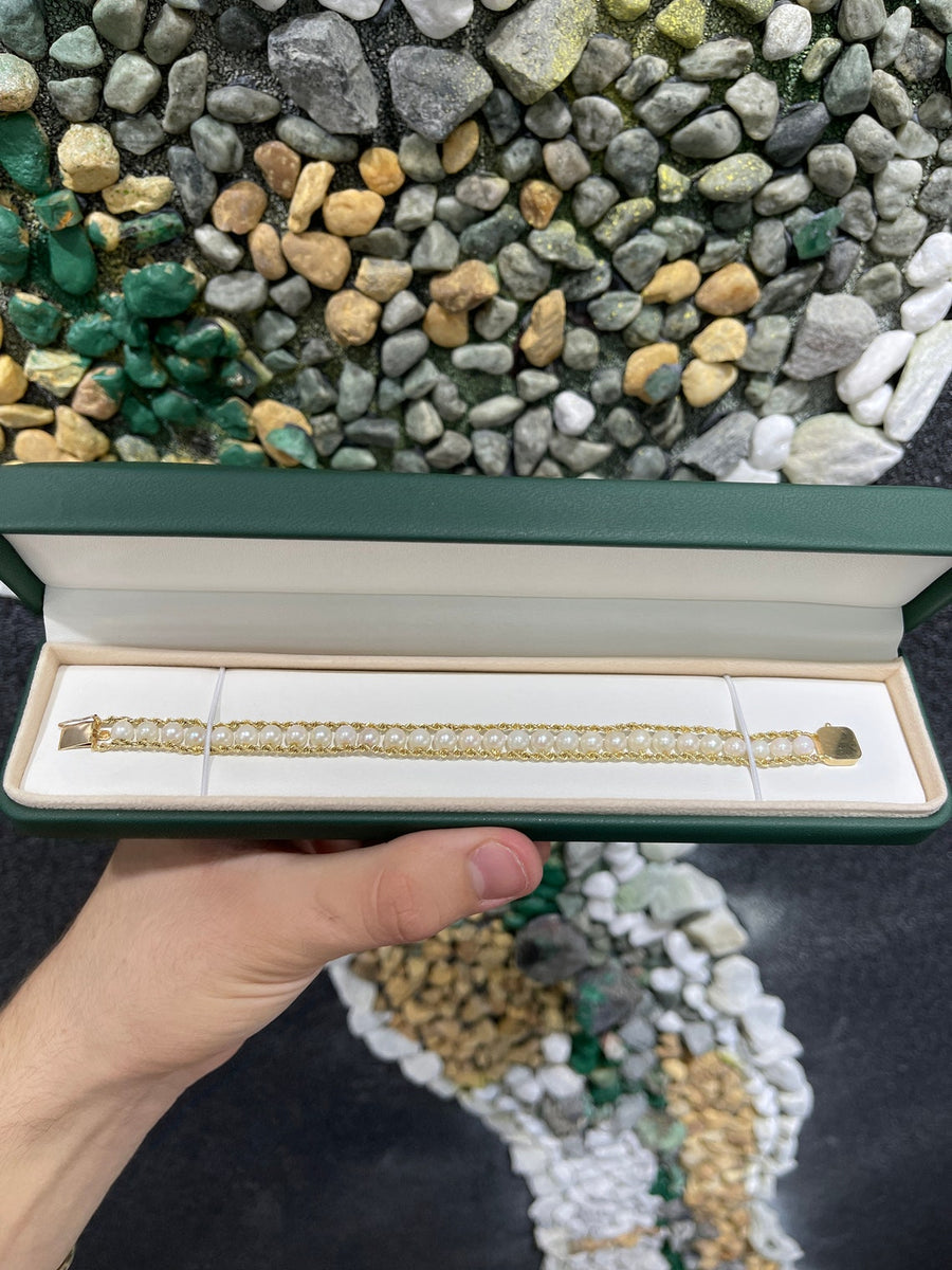 Emerald Natural 14K Yellow Gold Bracelet
