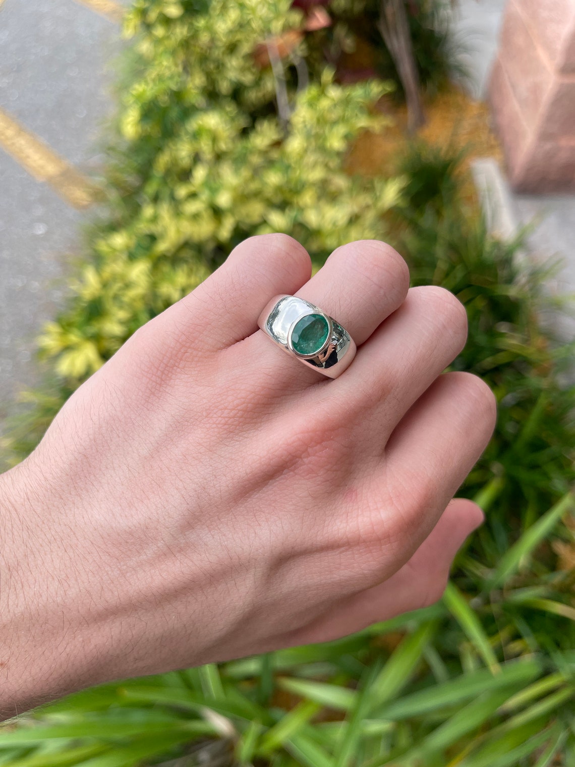 Natural 2.20 CT Unheated Untreated Emerald store Ring Sterling Silver 925 Ring Pnaa Ring Handmade Ring Oval Emerald Cut Ring Unisex Ring