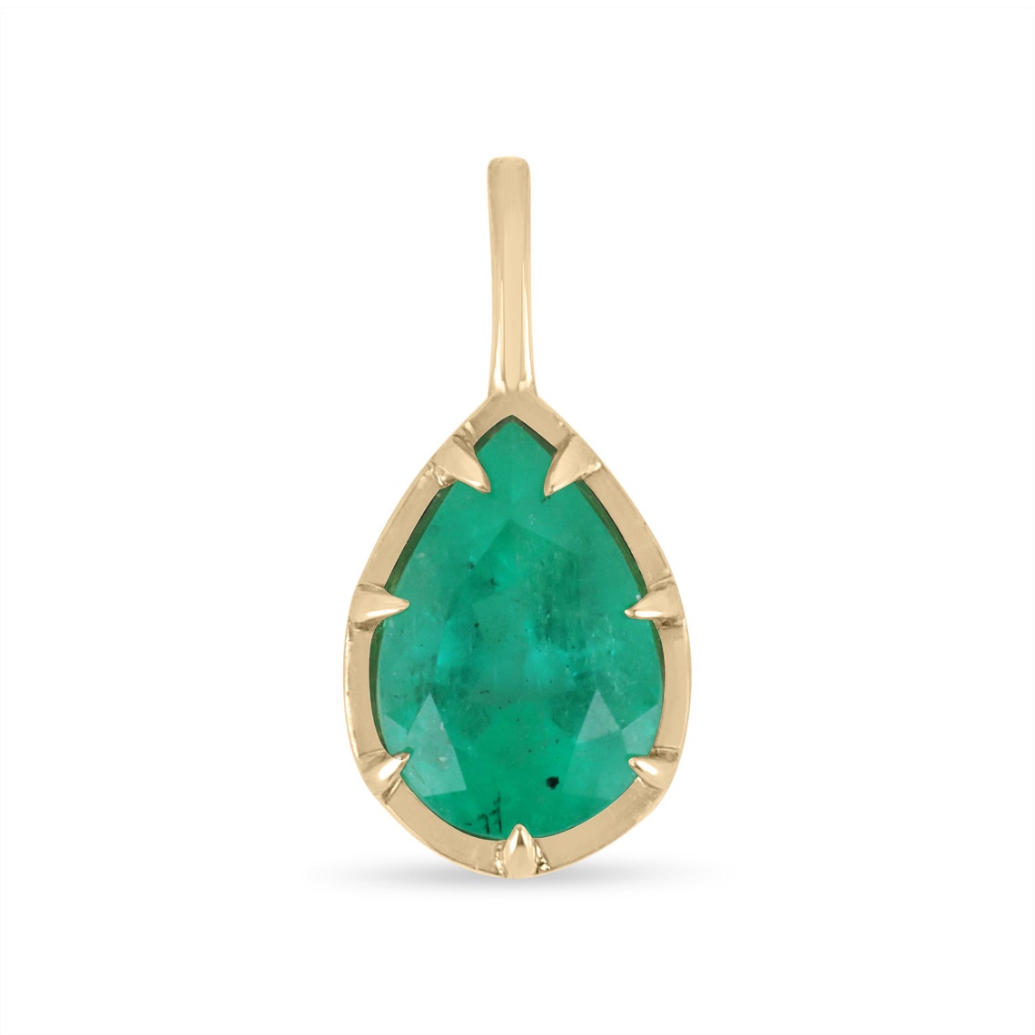 2.30 Carat Emerald Pendant 14K Yellow Gold 