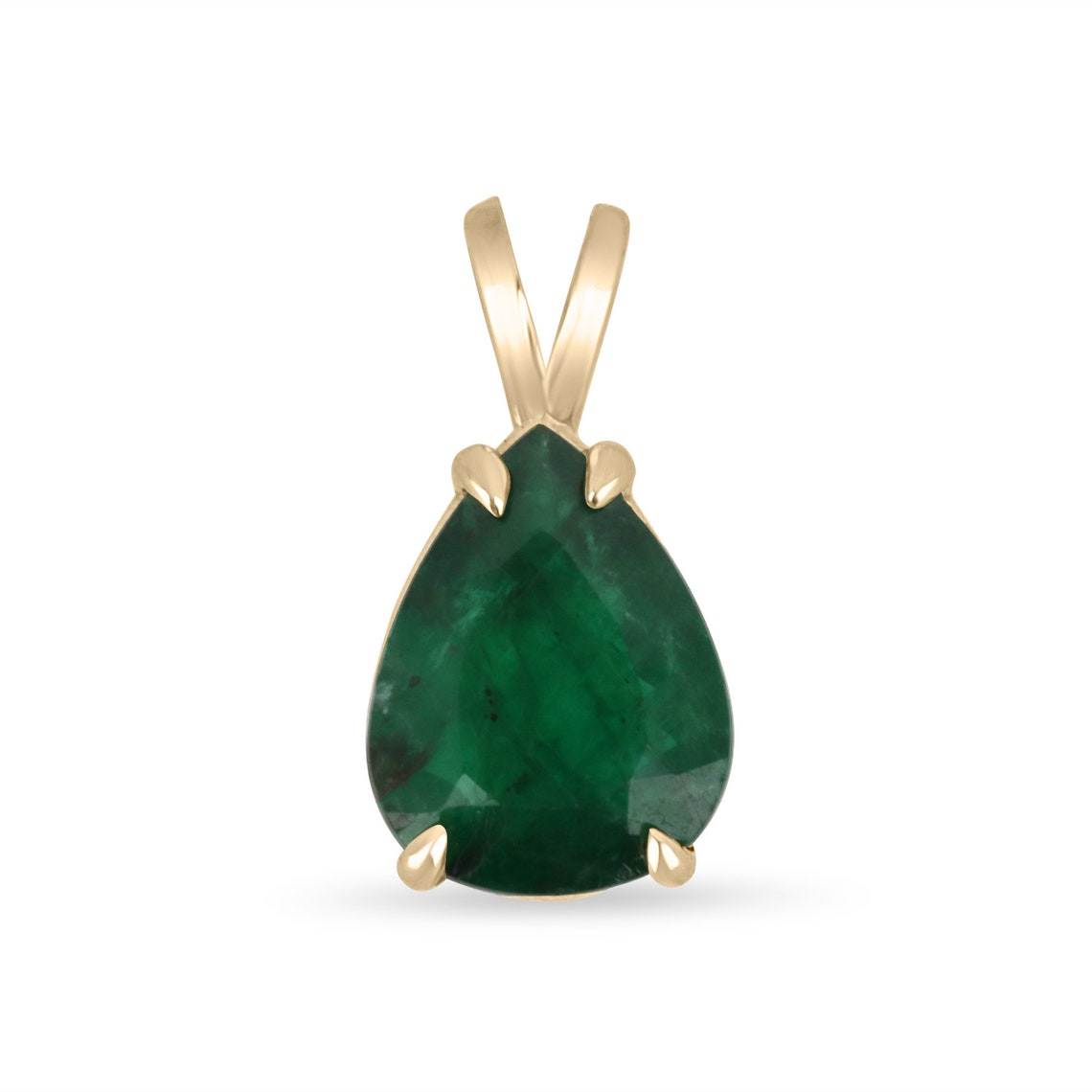 3.28cts Natural Emerald 4Prong 14K Gold Pendant