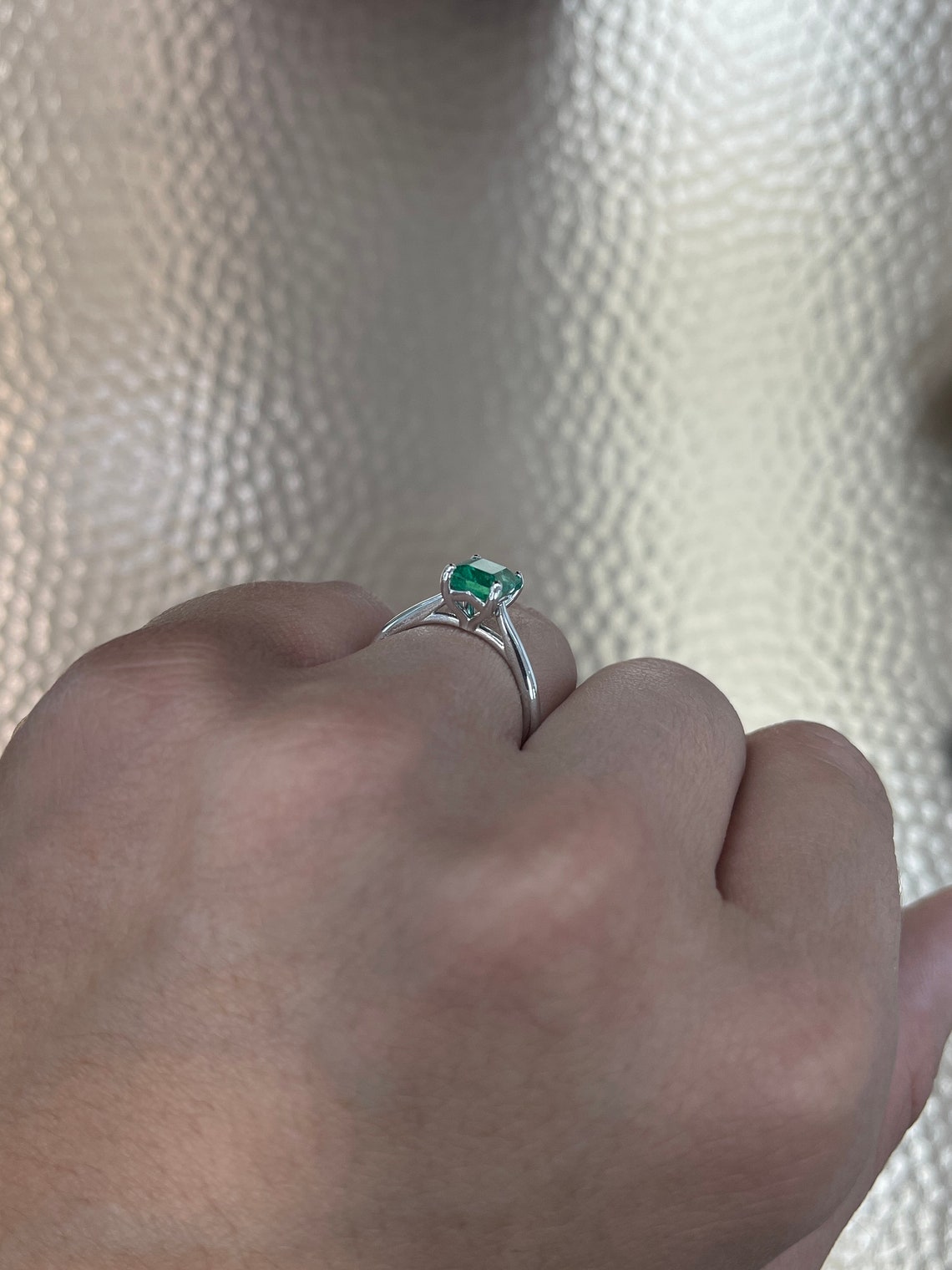 Eternal Radiance: 14K White Gold Ring with 1.78cts Natural Emerald Cut Solitaire - A Timeless