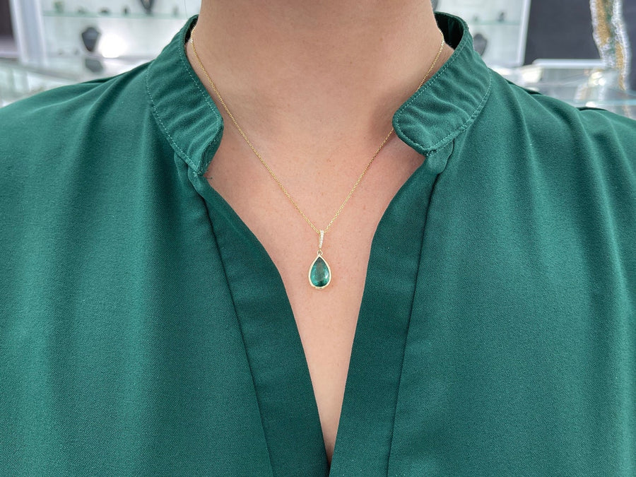 Gold Emerald May Birthstone Pendant Jewelry
