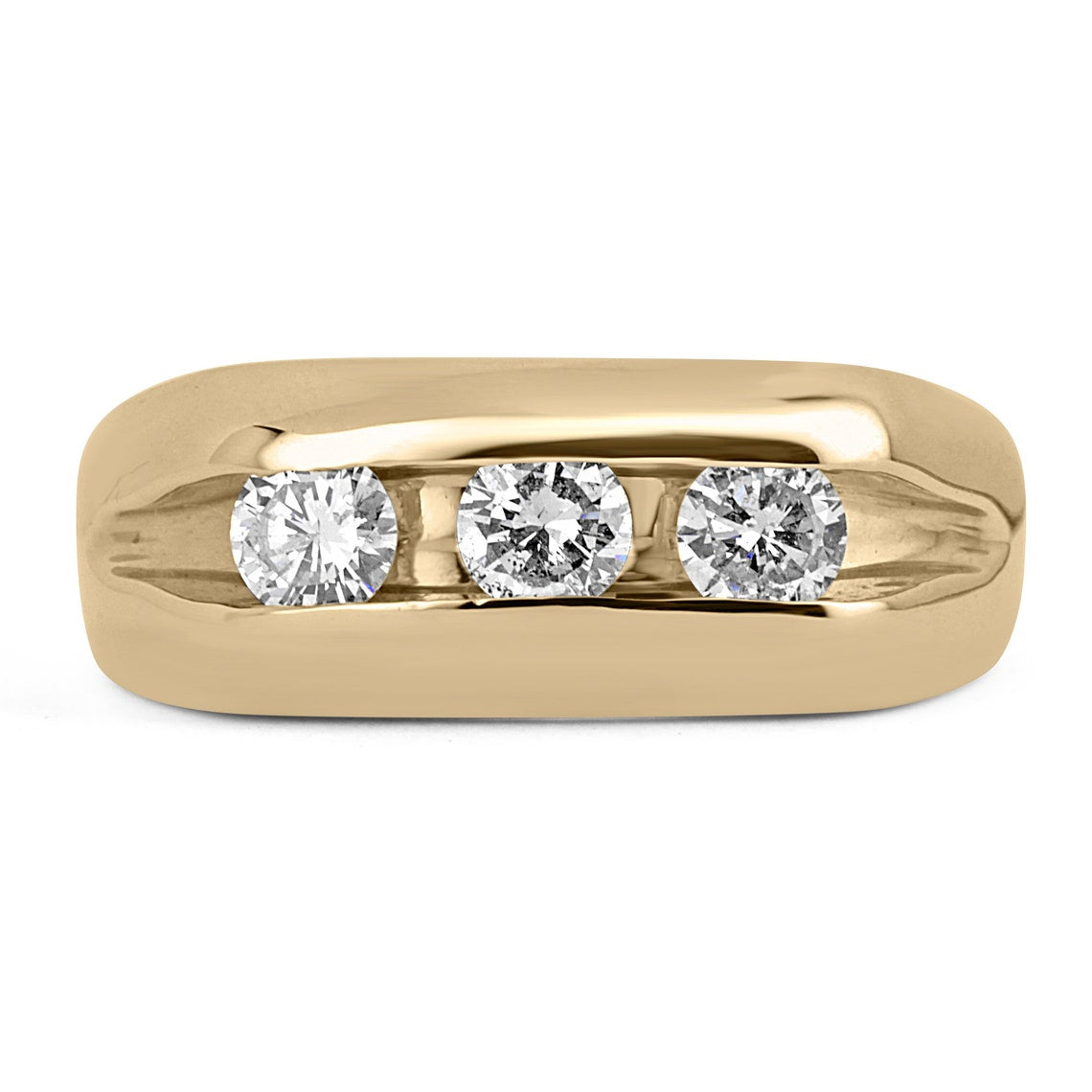 1.32tcw Diamond Three Stone Men's 14K Gold Ring