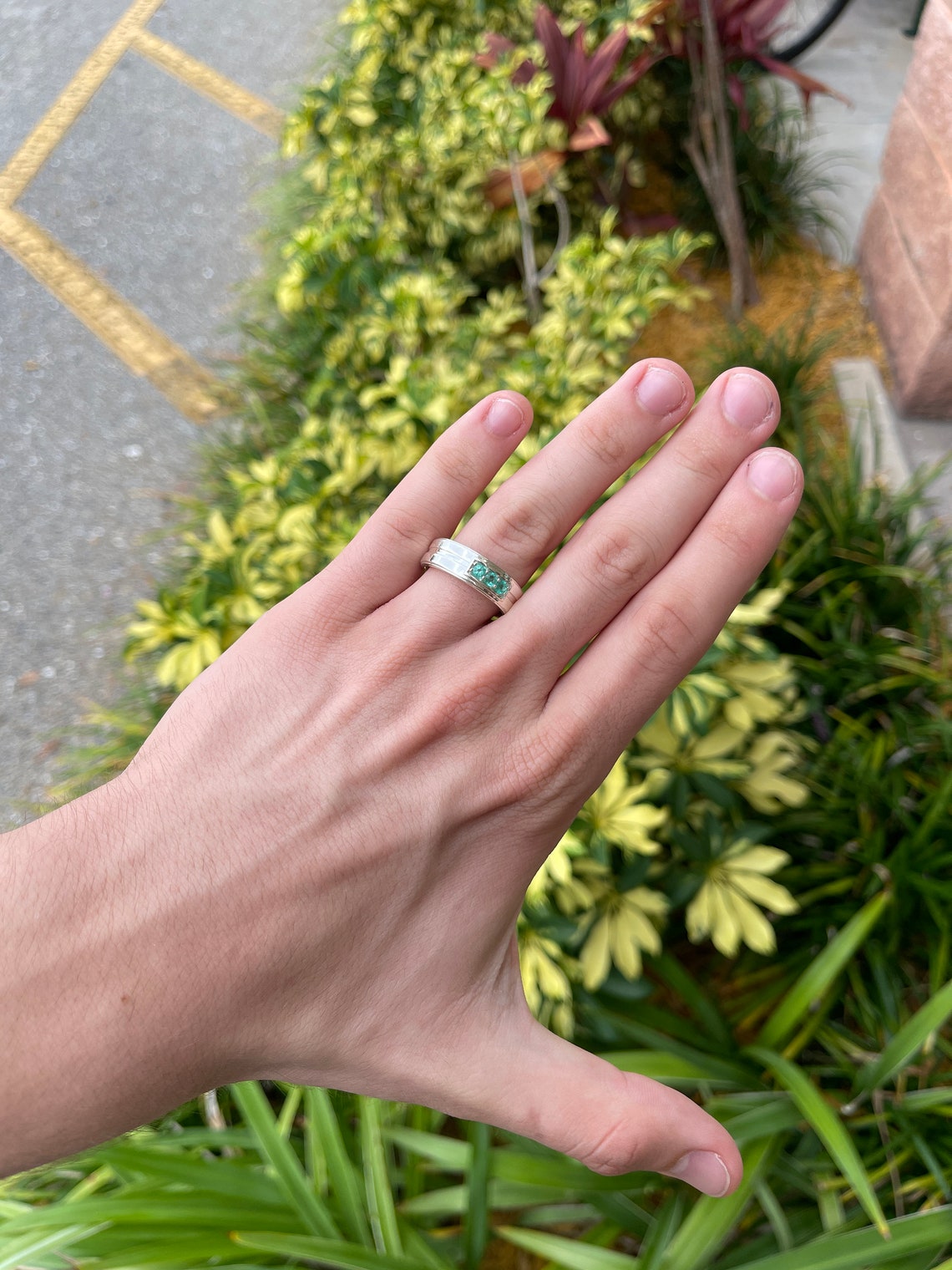 0.40tcw Colombian Emerald-Round Cut Three Stone Ring Sterling Silver - JR Colombian Emeralds