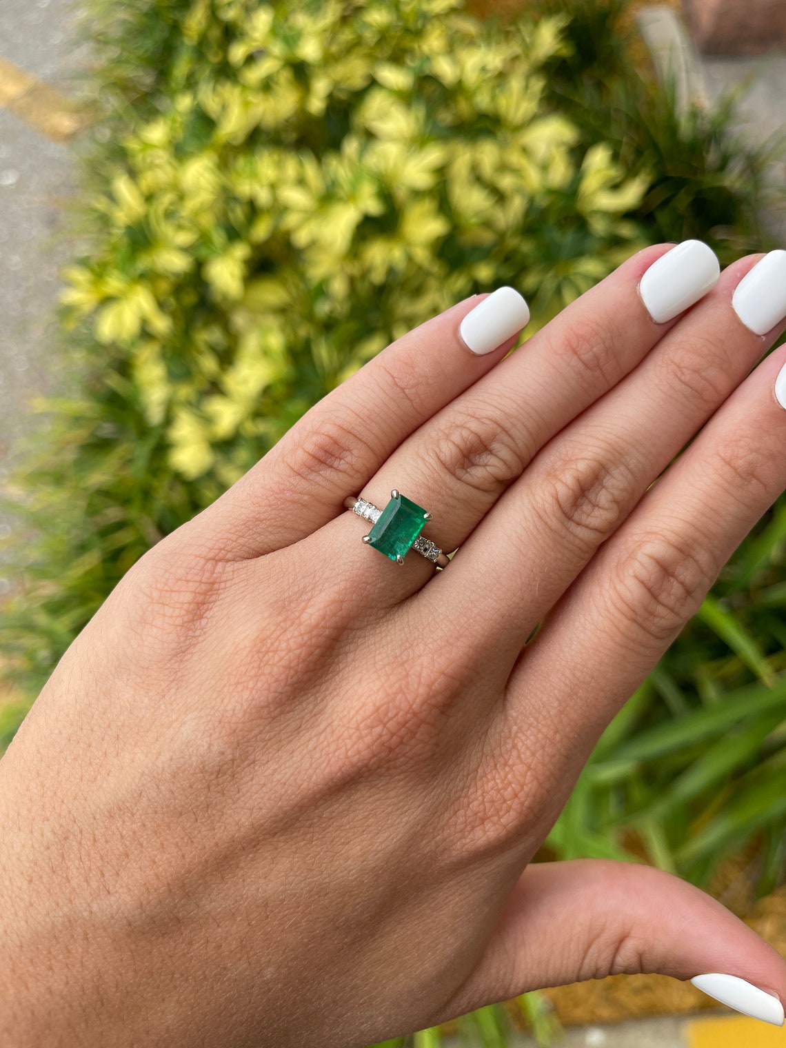 2.31tcw Natural Emerald Cut & Diamond Accent 14K - JR Colombian Emeralds