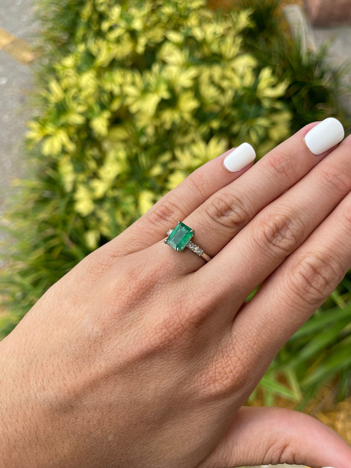 2.31tcw Natural Emerald Cut & Diamond Accent 14K - JR Colombian Emeralds